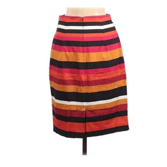 Worthington Skirt 6 Striped Red Pink Black White Office Career Bright Preppy - Picture 3 of 7